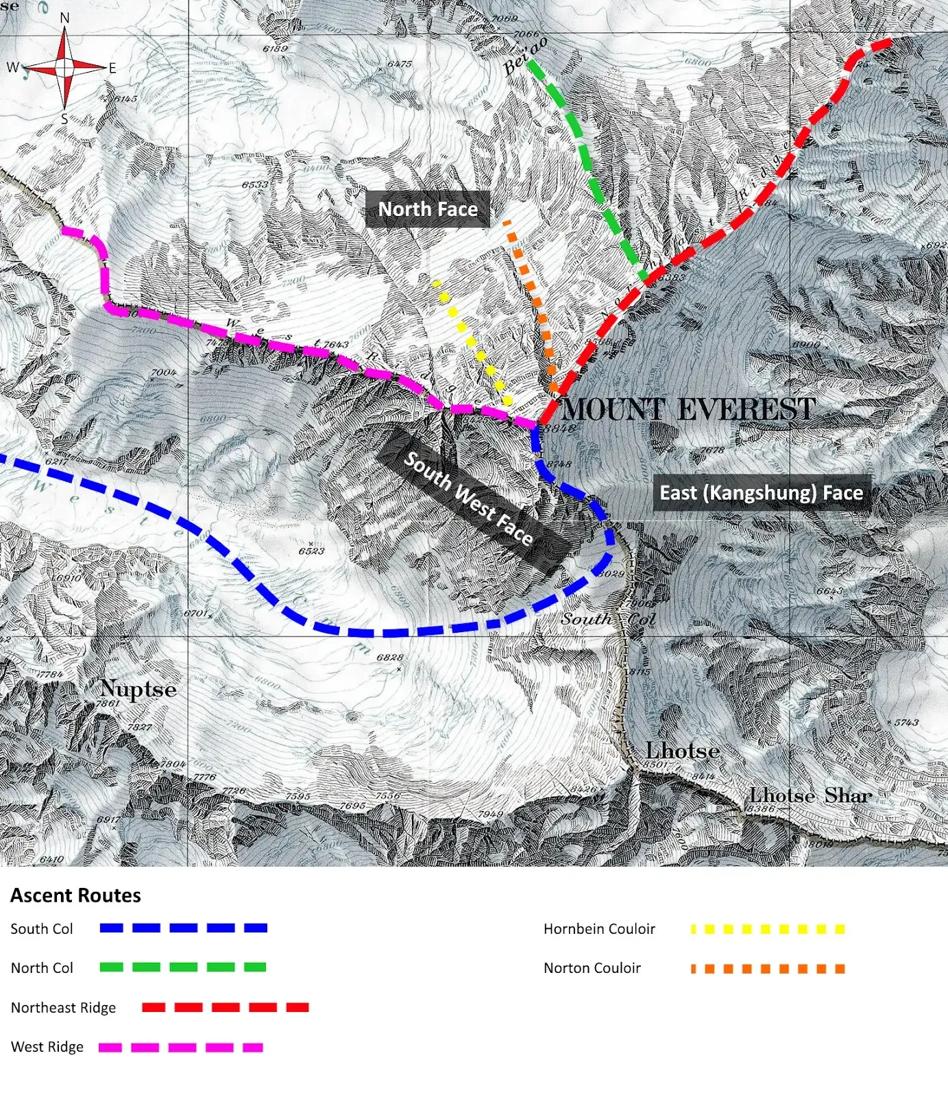 Everest climbing routes